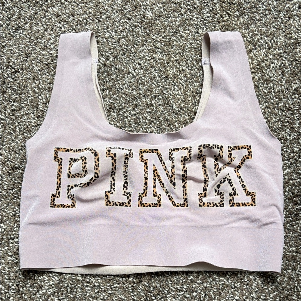 Victoria's Secret PINK Light Pink Leopard Logo Sports Bra